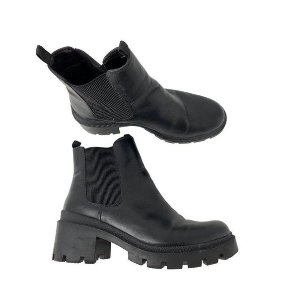 Womens Target Black Treaded Bootie Vegan Ankle Boot Size 11 4039 pull on stretch - Picture 8 of 8